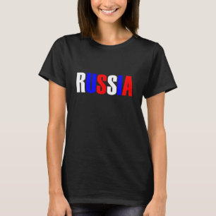 Word RUSLAND in driekleurige vlag van het land T-shirt