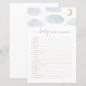 Word Scamble Baby shower Game over de maan (Voorkant / Achterkant)