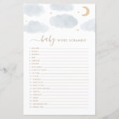 Word Scamble Baby shower Game over de maan (Voorkant)
