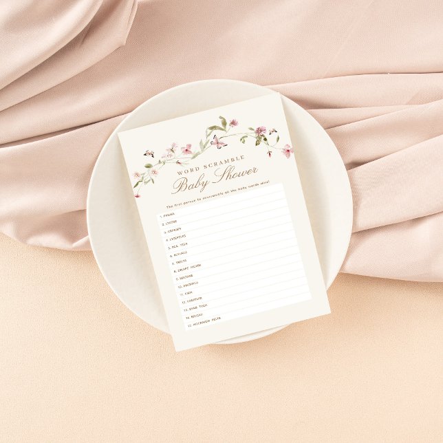 Word scamble Baby shower spel konijntje roze bloem (Creator heeft geüpload)