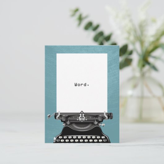 "Word."  schrijfmachine Turquoise Briefkaart (Staand voorkant)