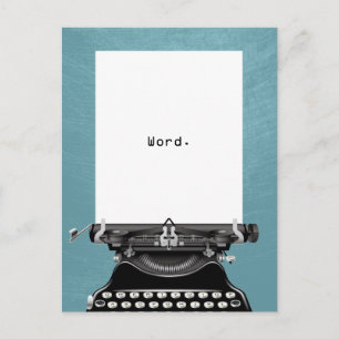 "Word."  schrijfmachine Turquoise Briefkaart