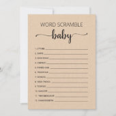 Word Scramble Baby Game Baby shower party Kaart (Voorkant)