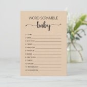 Word Scramble Baby Game Baby shower party Kaart (Staand voorkant)