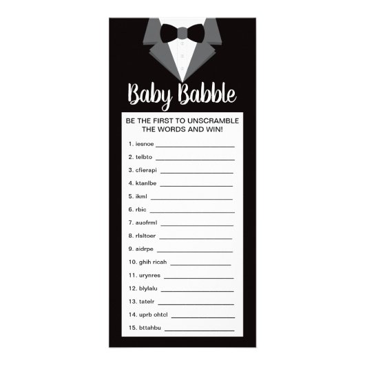 Word Scramble Baby shower Game, 25-pack Reclamekaart (Voorkant)