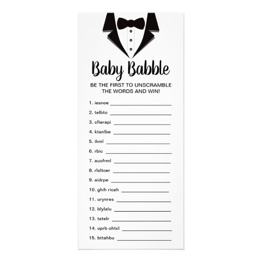 Word Scramble Baby shower Game, 25-pack Reclamekaart (Voorkant)