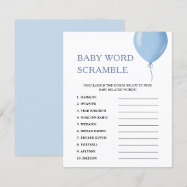 Word Scramble | Blue Balloon Baby shower spel