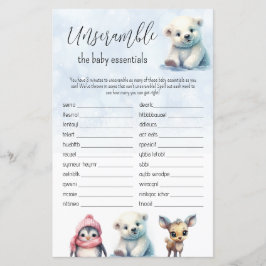 Word Scramble Blue Winter Boy Baby shower Spel