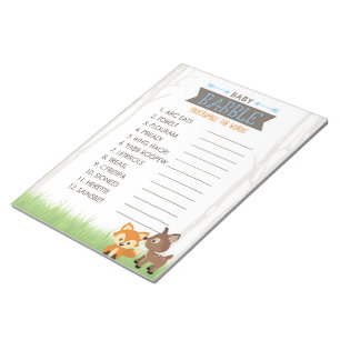 Word Scramble Blue Woodland Baby shower Game Pack Notitieblok