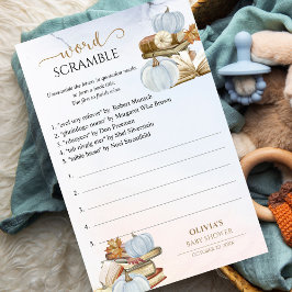Word Scramble Boek Thema Pompoen Baby shower Spel