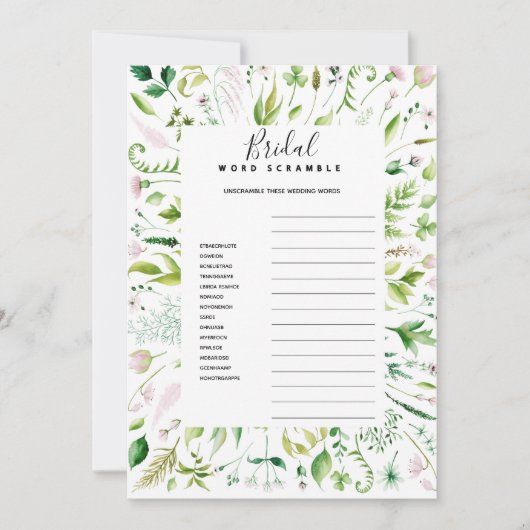 WORD-scramble bridal baby shower game Kaart (Voorkant)