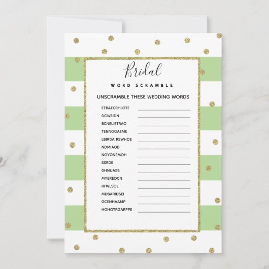 WORD-scramble bridal baby shower game Kaart (Voorkant)