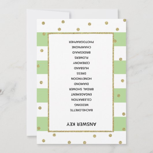 WORD-scramble bridal baby shower game Kaart (Achterkant)