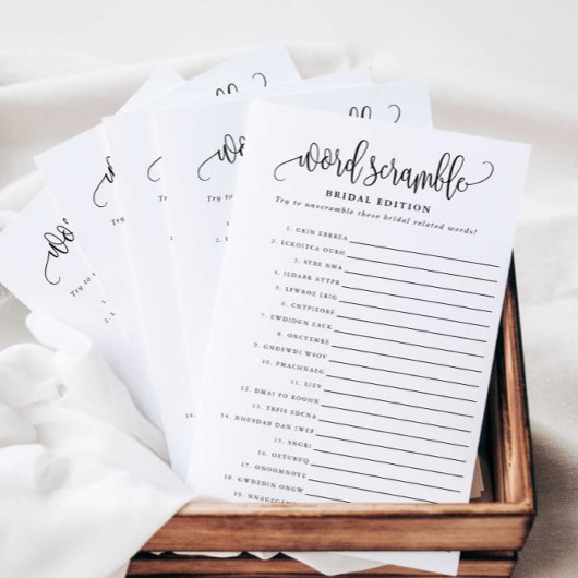 Word Scramble Bridal Edition Paper Game Kaart
