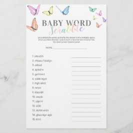 Word Scramble Butterfly Baby shower Game