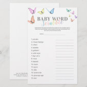 Word Scramble Butterfly Baby shower Game (Voorkant / Achterkant)
