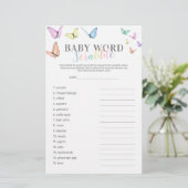 Word Scramble Butterfly Baby shower Game (Staand voorkant)