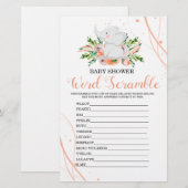 Word Scramble Coral Girl Baby shower Game (Voorkant / Achterkant)