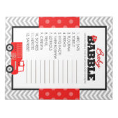 Word Scramble Firetruck Baby shower Game Pack Notitieblok (Voorkant)