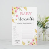 Word Scramble Floral Baby shower Game (Staand voorkant)
