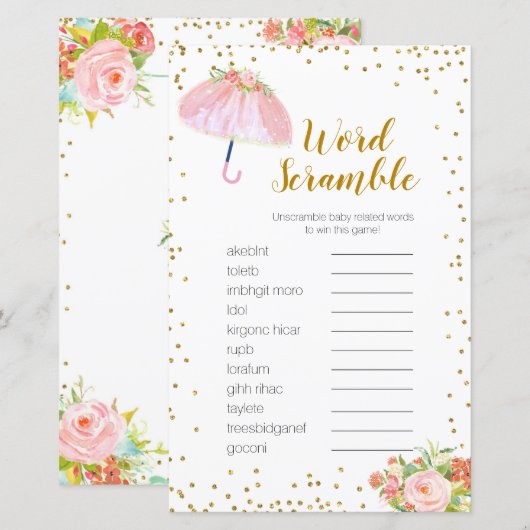 Word Scramble Game April Showers brengen mogelijke (Voorkant / Achterkant)