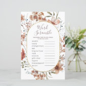 Word Scramble Game Autumn Wildbloemen Sign. (Staand voorkant)