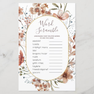 Word Scramble Game Autumn Wildbloemen Sign.