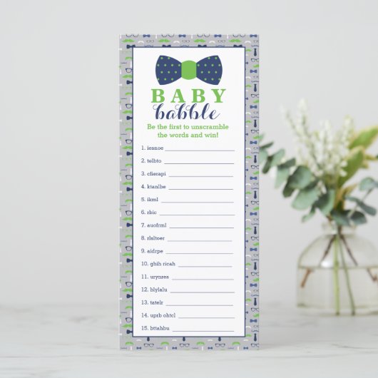 Word Scramble Game, Baby shower Game, Little Man (Staand voorkant)