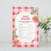 Word Scramble Game Berry Sweet baby shower Sign (Staand voorkant)