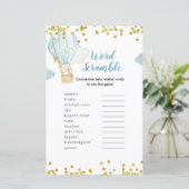 Word Scramble Game Blue Hot Air Ballon Oerwoud (Staand voorkant)