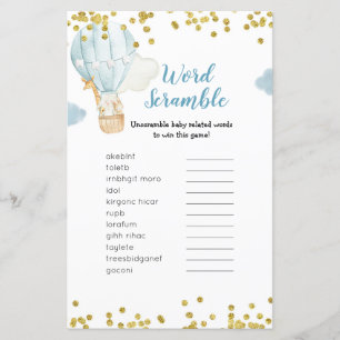 Word Scramble Game Blue Hot Air Ballon Oerwoud