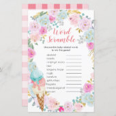 Word Scramble Game Blue Pastel Ice Floral (Voorkant / Achterkant)