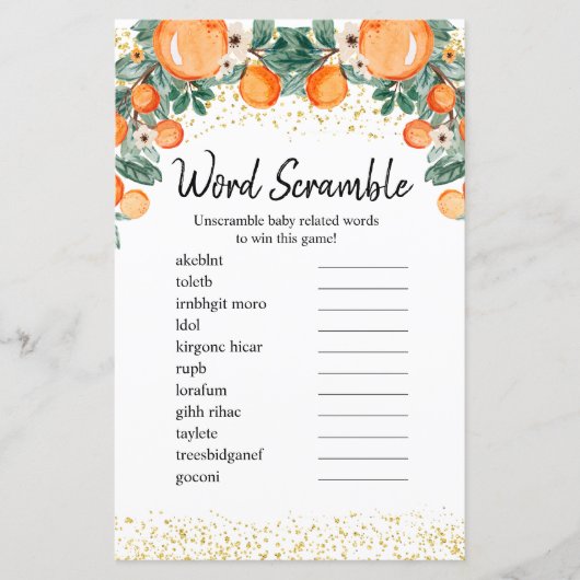 Word Scramble Game Citrus Summer Oranje (Voorkant)