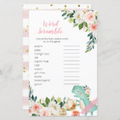 Word Scramble Game Dinosaur Tea Party Baby shower (Voorkant / Achterkant)