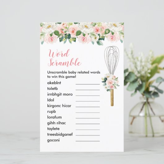 Word Scramble Game Pink Floral Snel gegrift (Staand voorkant)