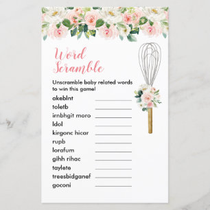 Word Scramble Game Pink Floral Snel gegrift