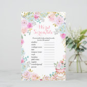 Word Scramble Game Tea Party Pastel Floral (Staand voorkant)