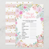 Word Scramble Game Tea Party Pastel Floral (Voorkant / Achterkant)