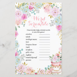 Word Scramble Game Tea Party Pastel Floral
