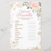 Word Scramble Game Winter Pink Floral Snowflakes (Voorkant)