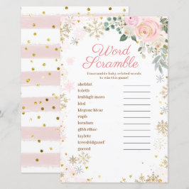 Word Scramble Game Winter Pink Floral Snowflakes