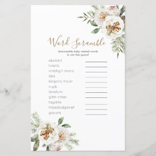 Word Scramble Game Winter White Floral Kerstmis