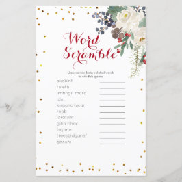 Word Scramble Game Winter White Floral Kerstmis