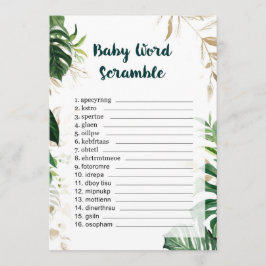 Word Scramble Gold Safari Baby shower Game Kaart