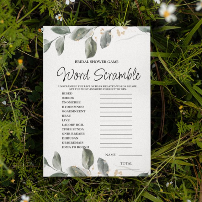 Word Scramble Greenery Bridal Game (Creator heeft geüpload)
