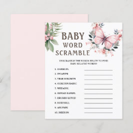 Word Scramble | Pink Butterfly Baby shower Game