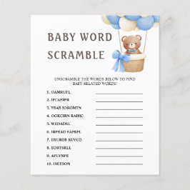 Word Scramble | Schattige Beer Balloon Baby shower
