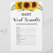 Word Scramble Sunflower Baby shower Game (Voorkant)