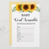 Word Scramble Sunflower Baby shower Game (Voorkant / Achterkant)