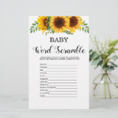 Word Scramble Sunflower Baby shower Game (Staand voorkant)